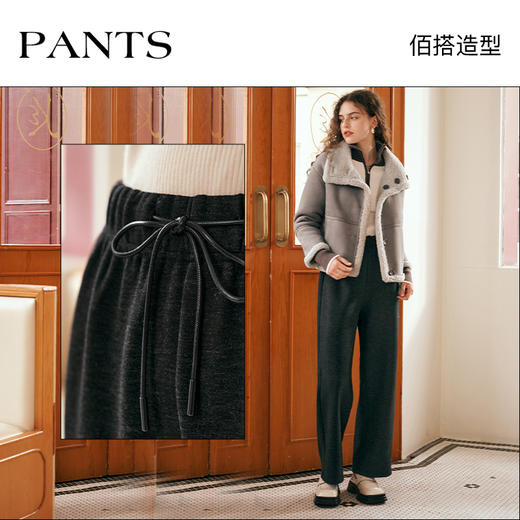 OLrain欧芮儿黑色休闲裤女早春2025年新款时尚宽松直筒慵懒阔腿裤 商品图3