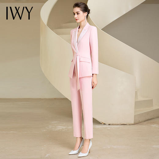 IWY/粉色长袖西装套装女新款主持人职业装气质高级感外套女233010CP1 商品图1