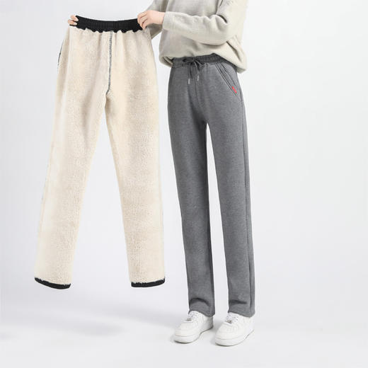 百媚生 羊羔绒运动裤加绒加厚棉卫裤子80511 商品图0