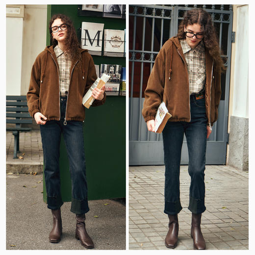 OLrain欧芮儿复古蓝牛仔裤女秋冬2023年新款直筒宽松通勤休闲长裤 商品图3