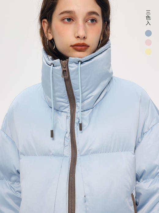 HeyDress重磅三防鹅绒服女冬季宽松立领高克重防风保暖羽绒服外套 商品图0