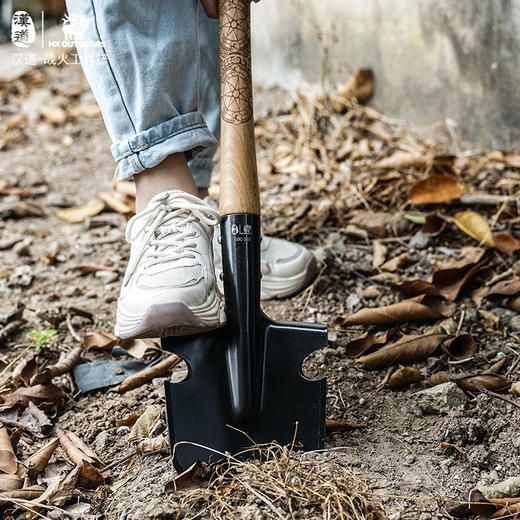 汉道【战火工兵铲】户外多功能便携露营兵工铲子防身野营钓鱼木柄铁锹加厚铲子 商品图9