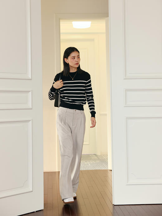 HeyDress毛呢阔腿裤女秋冬高腰宽松休闲裤微弹显瘦加厚慵懒长裤子 商品图3