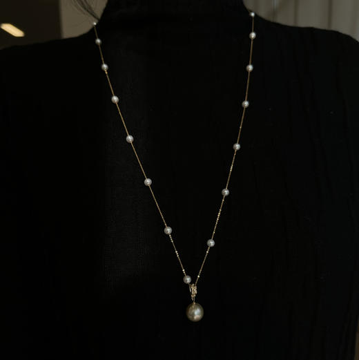 甄珠贝 满天星项链/手链 精品淡水5-6mm ji亮珍珠 一款多戴 18k金闪闪O字链 项链45cm/88cm两档可选 商品图11