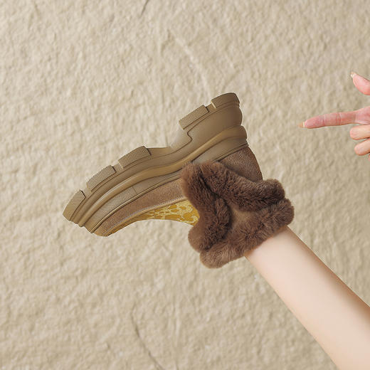 冬季新款，牛翻皮+兔毛厚底撞色保暖短靴TYM-17225 商品图10