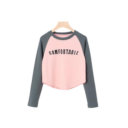 「韩版新款！四款配色」秋季女童长袖T恤 大童棉插肩短款打底衫儿童长袖童装 商品图4