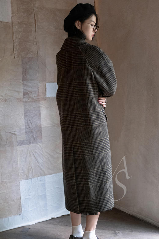 Margaret Howell  橄榄绿千鸟格/黑色羊毛大衣 商品图5