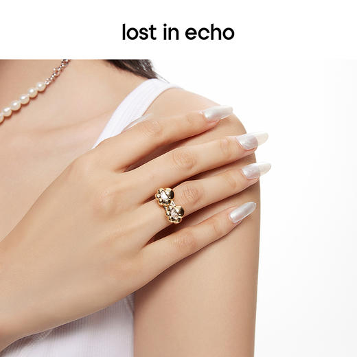 lost in echo原创设计师品牌时尚双Yetti小花金属造型戒指配饰 商品图2