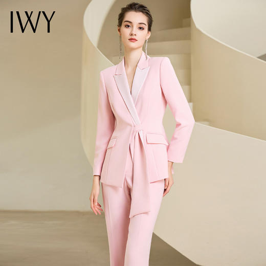IWY/粉色长袖西装套装女新款主持人职业装气质高级感外套女233010CP1 商品图5
