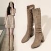 ZHR长筒靴女2023年秋冬季新款休闲百搭潮流复古尖头绒面时尚女靴 商品缩略图4