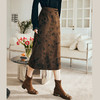 OLrain欧芮儿棕色半身裙女秋冬2023新款复古竹影新中式气质半裙 商品缩略图0