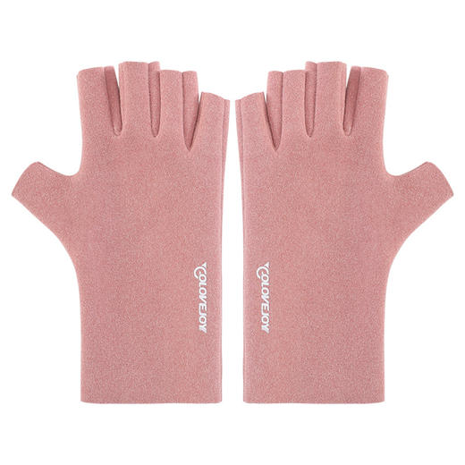 雀说 德绒保暖手套女士露指触屏修手显瘦半指手套加绒加厚DY31 商品图4