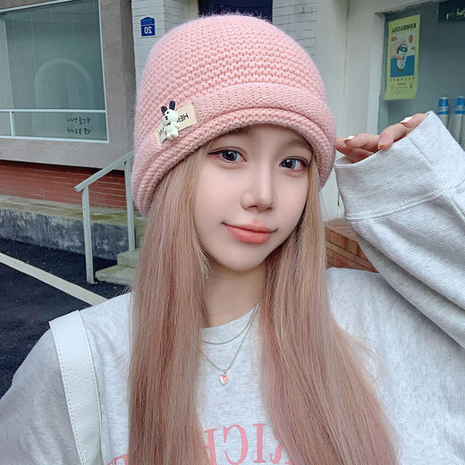 【超好看！百搭显脸小】新款可爱小熊帽子女，韩版休闲简约毛线帽，火爆ins轻便易携带，百搭潮人！秋冬季月子保暖针织帽！！！ 商品图0