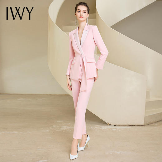 IWY/粉色长袖西装套装女新款主持人职业装气质高级感外套女233010CP1 商品图7