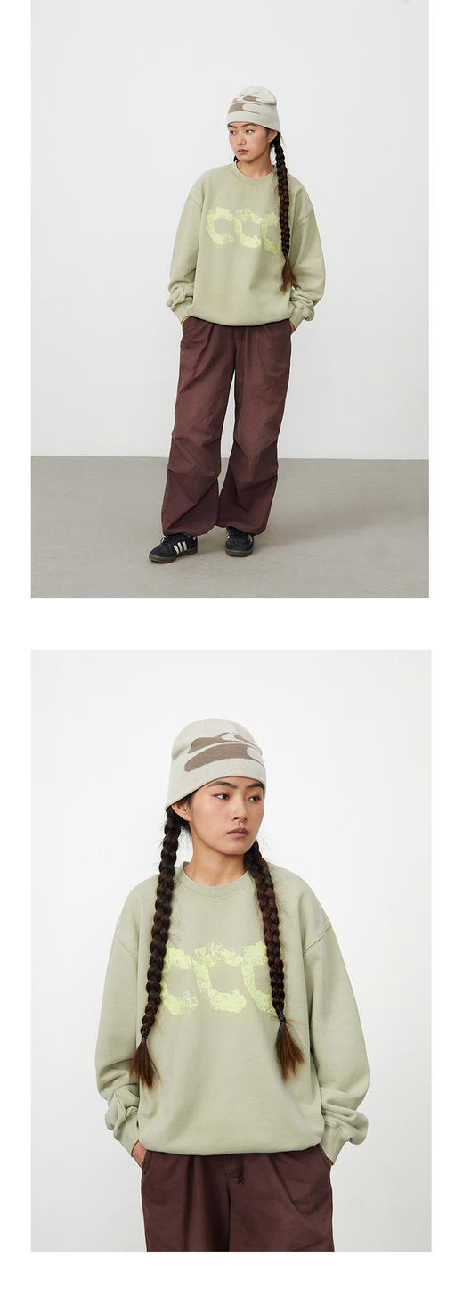 CryingCenter三色复古水洗做旧像素logo印花圆领卫衣哭喊中心 商品图3