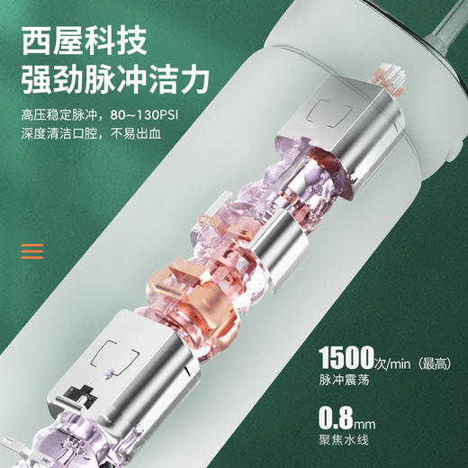 西屋（Westinghouse）便携式电动冲牙器牙结石去除牙缝去垢神器洗牙器洁水牙线C101 商品图6