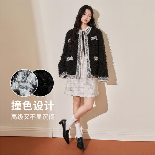 西遇千金风羊羔毛棉服外套女秋冬新款小香风夹克高级感上衣D2332522 商品图1