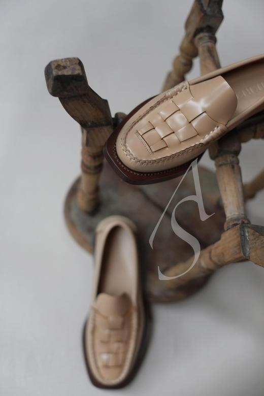 Hereu 红棕色/沙土色/奶油色编织Nombela真皮底乐福鞋 商品图1