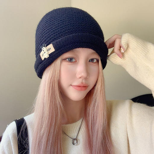 【超好看！百搭显脸小】新款可爱小熊帽子女，韩版休闲简约毛线帽，火爆ins轻便易携带，百搭潮人！秋冬季月子保暖针织帽！！！ 商品图2