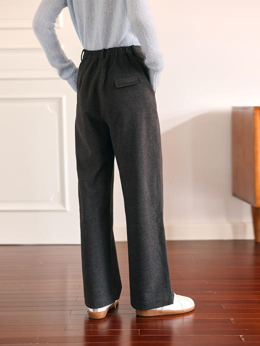 HeyDress毛呢阔腿裤女秋冬高腰宽松休闲裤微弹显瘦加厚慵懒长裤子 商品图4