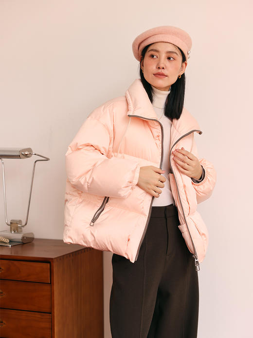 HeyDress重磅三防鹅绒服女冬季宽松立领高克重防风保暖羽绒服外套 商品图2