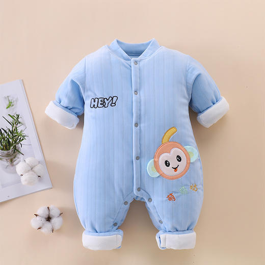 婴儿夹棉连体衣保暖无骨新生儿哈衣冬装夹棉棉衣爬服新生儿衣服 商品图11