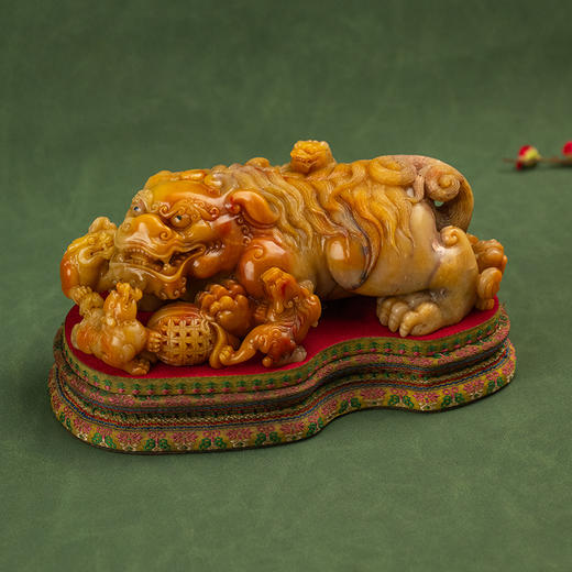 清 寿山石雕太狮少狮摆件 商品图3