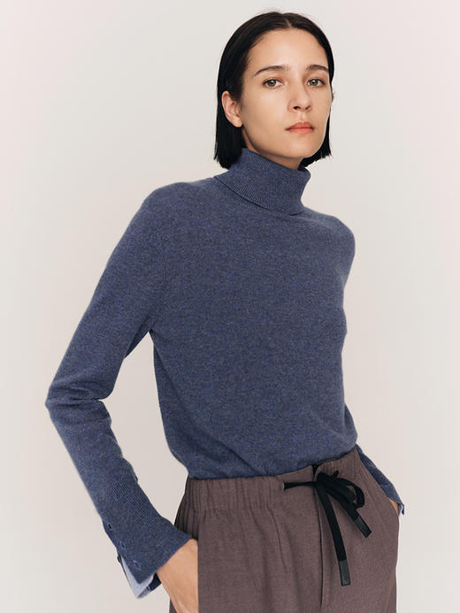 柔软御寒 28支苏格兰邓肯羊绒假两件高领套头衫FJ483923N 商品图2