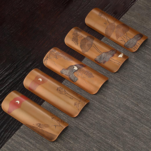 纯铜茶则茶拨茶勺赏茶取茶禅意高档茶艺功夫茶具茶道配件茶荷茶匙 商品图0