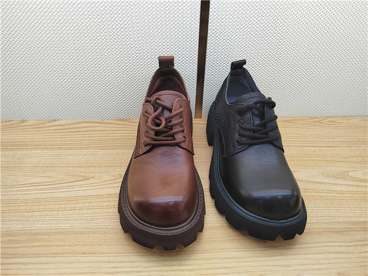 豪行秋冬新款22345211真皮复古休闲中跟女鞋单鞋皮鞋 商品图4