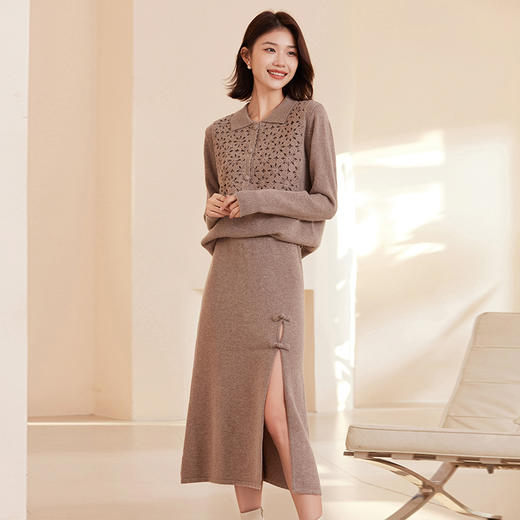 馥迦优雅知性Polo领盘扣羊毛套装 商品图4