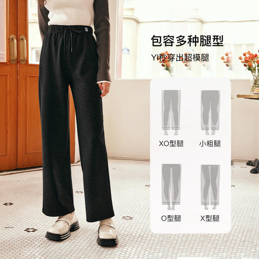 OLrain欧芮儿黑色休闲裤女早春2025年新款时尚宽松直筒慵懒阔腿裤 商品图1