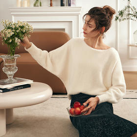 OLrain欧芮儿法式粉色套头毛衣女秋冬2023年新款慵懒宽松圆领上衣