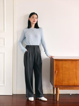 HeyDress毛呢阔腿裤女秋冬高腰宽松休闲裤微弹显瘦加厚慵懒长裤子