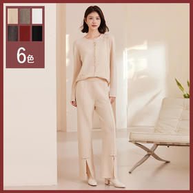 馥迦新中式复古钩花盘扣羊毛套装