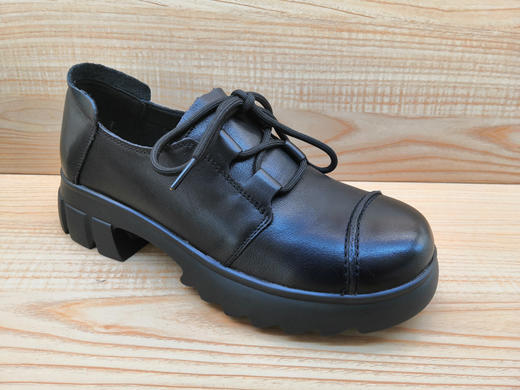 豪行女鞋22338502时尚系带平底复古休闲真皮单鞋 商品图2