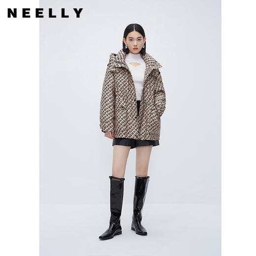 NEELLY纳俪商场同款派克风羽绒服女冬字母印花抽绳一手长连帽外套N23112L01171 商品图1