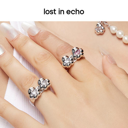 lost in echo原创设计师品牌时尚双Yetti小花金属造型戒指配饰 商品图4