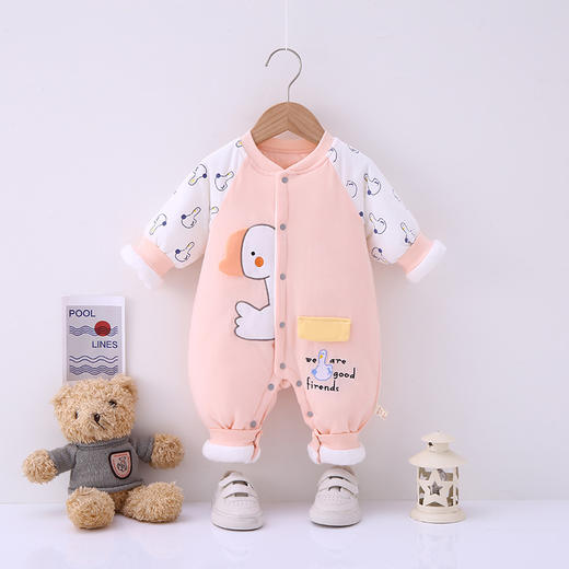 婴儿夹棉连体衣保暖无骨新生儿哈衣冬装夹棉棉衣爬服新生儿衣服 商品图6