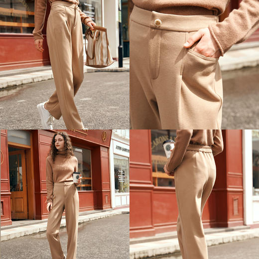 OLrain欧芮儿奶茶色直筒休闲裤女秋冬2023年新款通勤百搭显瘦长裤 商品图2