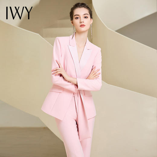 IWY/粉色长袖西装套装女新款主持人职业装气质高级感外套女233010CP1 商品图6