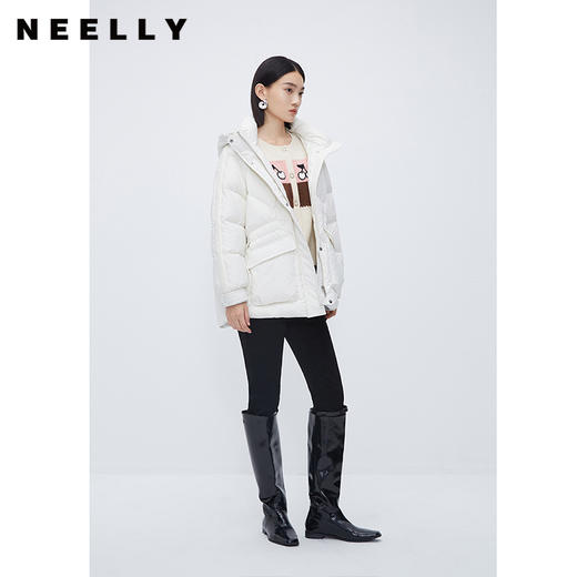 NEELLY纳俪商场同款超好看时尚宽松连帽保暖羽绒服新款一手长外套N23112L01166 商品图1