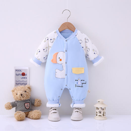 婴儿夹棉连体衣保暖无骨新生儿哈衣冬装夹棉棉衣爬服新生儿衣服 商品图5