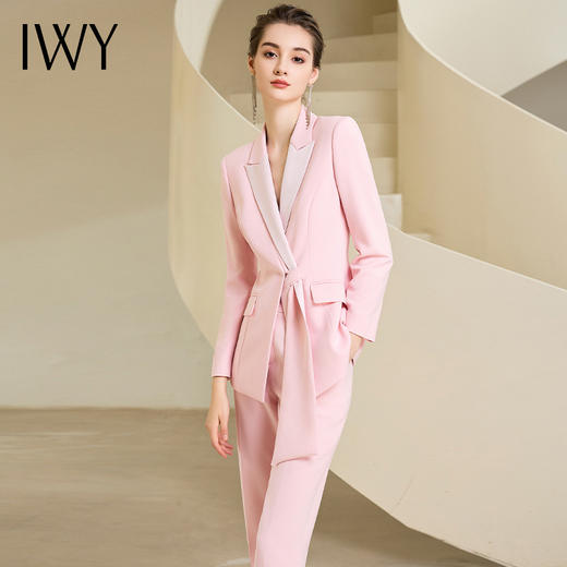 IWY/粉色长袖西装套装女新款主持人职业装气质高级感外套女233010CP1 商品图3