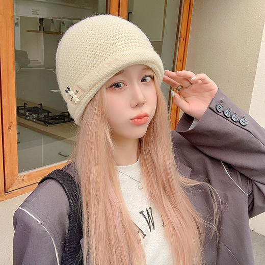 【超好看！百搭显脸小】新款可爱小熊帽子女，韩版休闲简约毛线帽，火爆ins轻便易携带，百搭潮人！秋冬季月子保暖针织帽！！！ 商品图4