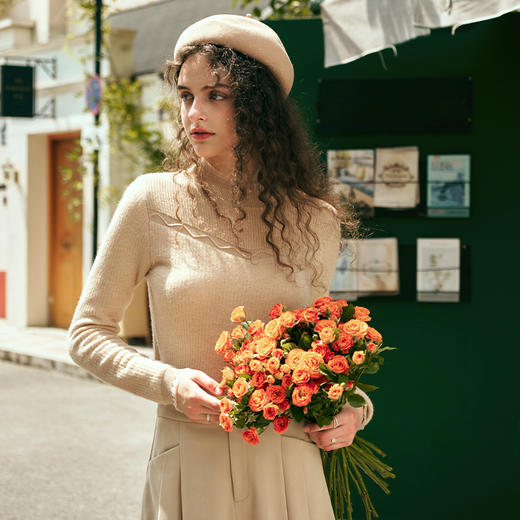 欧芮儿加绒打底毛针织衫慵懒暖和 商品图0