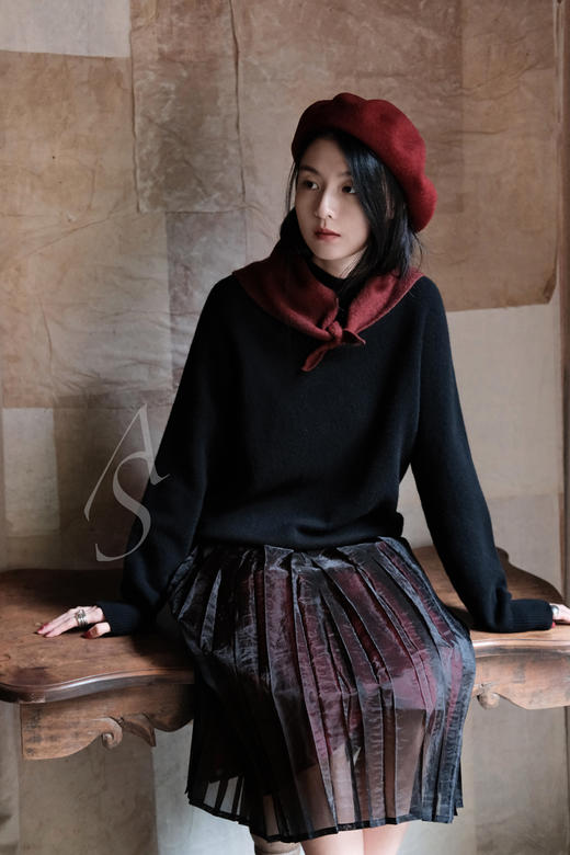 Margaret Howell  日版黑色纱质双层百褶裙 商品图1