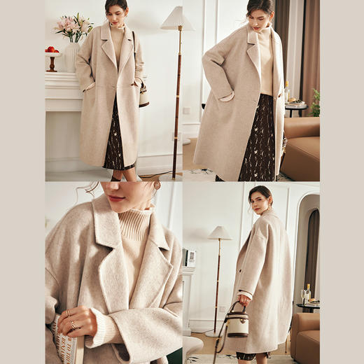 OLrain欧芮儿米色双面呢外套女秋季2023年新款高级感百搭大衣 商品图1