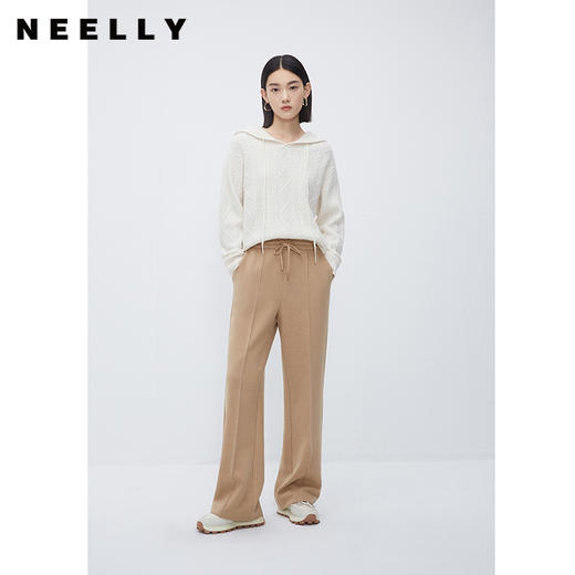 NEELLY纳俪商场同款冬季驼色休闲裤卫裤女通勤气质简约直筒裤长裤N23112H01177 商品图1