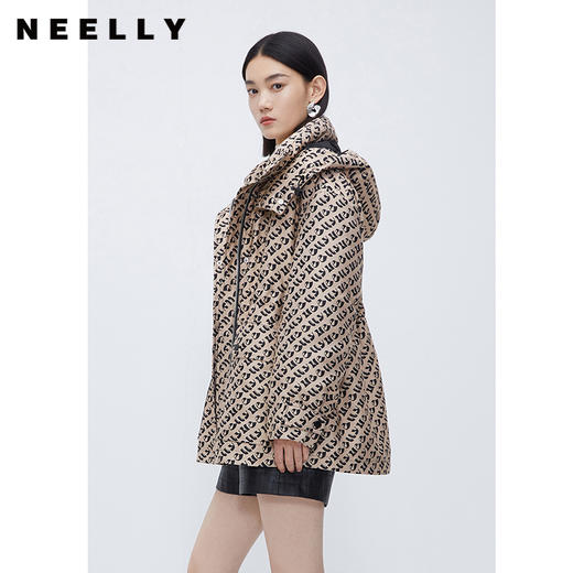 NEELLY纳俪商场同款派克风羽绒服女冬字母印花抽绳一手长连帽外套N23112L01171 商品图2